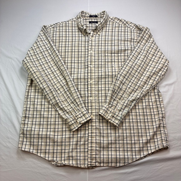 Nautica Other - Nautica Men's Casual Button Down Flannel Shirt - Cream and Black Plaid